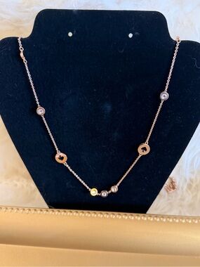 kate spade Rose Gold Heart & Crystal Station Necklace
